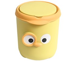 Desktop vuilnisbak huishoudelijke schattige S kantoor met deksel slaapkamer afvalbak doos geel PP materiaal 15x12x17cm geschikt voor woonkamer, bureau, make-up tafel