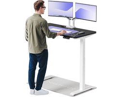 Desktronic HomeOne Zit-sta Bureau Elektrisch In Hoogte Verstelbaar, 120x60cm, Wit/Zwart, Stille Dubbele Motor, Hoogte 72-119cm