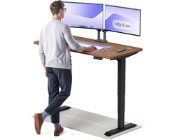 Desktronic HomePro Zit-sta Bureau Elektrisch In Hoogte Verstelbaar, 140x70cm Zwart/Notenhout, Stille Dubbele Motor, Hoogte 62-126cm
