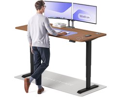 Desktronic HomePro Zit-sta Bureau Elektrisch In Hoogte Verstelbaar, 180x80cm Zwart/Notenhout, Stille Dubbele Motor, Hoogte 62-126cm