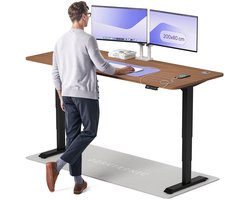 Desktronic HomePro Zit-sta Bureau Elektrisch In Hoogte Verstelbaar, 200x80cm Zwart/Notenhout, Stille Dubbele Motor, Hoogte 62-126cm