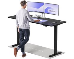 Desktronic HomePro Zit-sta Bureau Elektrisch In Hoogte Verstelbaar, 200x80cm Zwart/Zwart, Stille Dubbele Motor, Hoogte 62-126cm