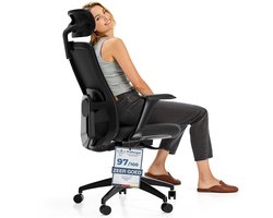 Desktronic SitOne Ergonomische Bureaustoel - Bureaustoelen voor volwassenen - Bureau stoel voor kantoor, gaming - 4D lendensteun systeem - Armleuningen 4D - Rugleuning 98° tot 135° - heeft BIFMA en .IGR ergonomiecertificering - Zwart