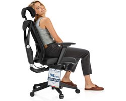 Desktronic SitPro Ergonomische Bureaustoel - Bureaustoelen voor volwassenen - Bureau stoel voor kantoor, gaming - 5D lendensteunsysteem - Armleuningen 4D - Rugleuning 90° tot 135° - heeft BIFMA en .IGR ergonomiecertificering - Zwart