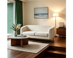 DESMIU Bank - 2-Zits - Moderne Gebogen Vorm Met Zachte Fluwelen Bekleding En Metalen Poten - Voor Woonkamer En Lounge - Polyester - Beige