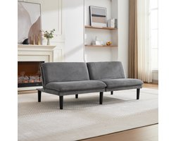 DESMIU Bank 2-Zits - Verstelbare Rugleuning En Slaapfunctie - Voor Woonkamer En Home Cinema - Velvet - Grijs