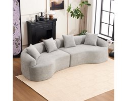 DESMIU Bank - 4-Zits Gebogen Modulaire Bank - Comfortabel En Ruimtebesparend - Voor Woonkamer En Appartement - Stof - Grijs