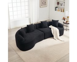 DESMIU Bank - Gebogen 4-Zits Modulair Bankstel - Comfortabel En Ruimtelijk - Voor Woonkamer En Appartement - Chenille - Zwart