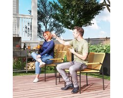 DESMIU Bistroset 3-Delig 54 x 66 x 76 cm - 2 Stoelen Met Ronde Tafel - Voor Balkon En Terras - Staal En PE-Rattan - Geel