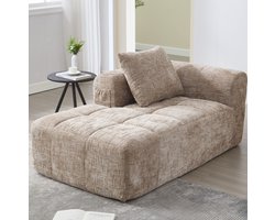 DESMIU Chaise Longue 158 x 90 x 60 cm - Geen Montage Nodig Met Kussen En Zijvakken - Voor Woonkamer En Slaapkamer - Ribstof Khaki
