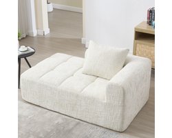 DESMIU Chaise Longue Bank 158 x 90 x 60 cm - Zacht Zitcomfort Met Kussen En Zijvakken - Voor Woonkamer En Slaapkamer - Chenille Beige