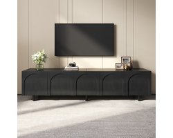 DESMIU Dressoir - Tv-Meubel Met 5 Deuren En Kabeldoorvoer - Modern Voor Woonkamer - Spaanplaat En MDF - 180x38x45 Cm - Zwart