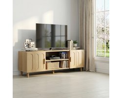 DESMIU Dressoir - TV Meubel Met Opbergruimte En Kabeldoorvoer - Voor Woonkamer En Slaapkamer - MDF - 140x40x48 Cm - Oak