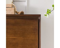 DESMIU Dressoir - Walnootkleurig Dressoir Met 2 Deuren En 2 Doorvoeropeningen - Modern Met Vintage Charme Voor Hal Woonkamer En Keuken - MDF - 99x23,5x82,3 Cm