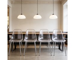 DESMIU Eetkamerstoel - 81,5 Cm - Transparant Design Met Afneembare Poten - Voor Eethoek, Werkplek En Kaptafel - Kunststof En Metaal - Zilver