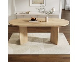 DESMIU Eettafel - Modern Design Met Afgeronde Hoeken En 18 Mm Dikke Tafelblad - Voor Woonkamer En Eetkamer - MDF - 160x80x75 Cm - Oak