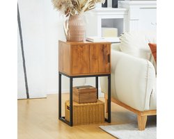 DESMIU Halmeubel Met Schrank Industrieel Design Natural Wood Staal 40x30x76 Cm Voor Hal En Woonkamer