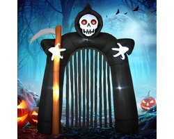 DESMIU Opblaasfiguur - Zelfopblaasbare Sensenmanpoort Met Ledverlichting - 230 x 65 x 285 Cm - Polyester - Zwart - Halloween Voor Buiten