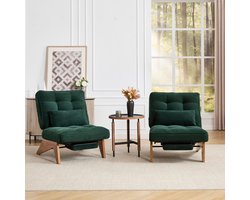 DESMIU Relaxfauteuil 127 x 73 x 90 cm - Verstelbare Rugleuning Met Voetensteun En Lendenkussen - Voor Woonkamer En Slaapkamer - Stof Emerald