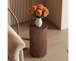 DESMIU Ronde Bijzettafel Met Minimalistisch Design En Walnootlook Voor Woonkamer Slaapkamer En Lounge Van MDF 30 X 55 Cm