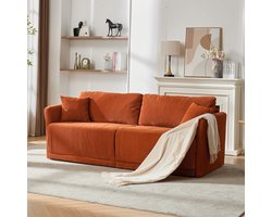 DESMIU Slaapbank 2 Zits - Met Slaapfunctie En Corduroy Bekleding - Voor Woonkamer Kantoor En Studio - Polyester - Oranje