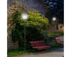 Desmiu Solar Gartenleuchte Led Zuil 177 Cm Kunststof Zwart Voor Tuin En Terras Met 6 Leds En Automatische Nachtverlichting