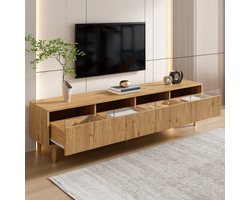 DESMIU Tv Meubel - Minimalistisch Design Met 4 Laden En Kabeldoorvoer - Voor Woonkamer - Mdf In Houtkleur - 178x35x45 Cm
