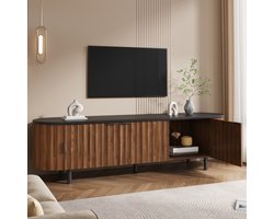 DESMIU TV Meubel - Modern Design Met 5 Deuren - Voor Woonkamer En Opbergruimte - MDF - Walnoot - 170x40x47 Cm
