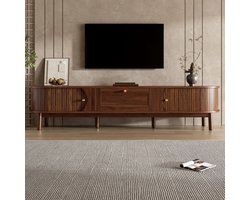 DESMIU Tv Meubel – Modern Design Met Opbergruimte En Ronde Hoeken Voor Woonkamer Slaapkamer En Hal – MDF – Walnoot – 170 X 39,5 X 38 Cm