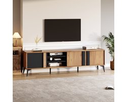 DESMIU Tv-Meubel - Ruime Opbergkast Met 3 Deuren En 4 Open Vakken - Voor Woonkamer En Grote Televisies - Spaanplaat En Metaal - 180x40x50 Cm