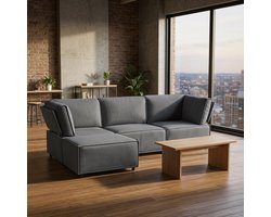 DESMIU U Bank 238 X 154 X 75 Cm - Modulaire Slaapbank Vrij Te Combineren - Voor Woonkamer En Logeerkamer - Linnen Donkergrijs
