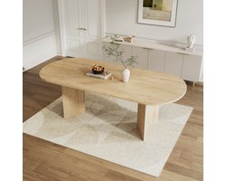 DESMIU Uitschuifbare Eettafel - Versterkt Blad En Veilige Afgeronde Hoeken - Voor Dagelijks Eten En Dineren Met Familie - MDF - Eiken - 160 Tot 200 X 90 Cm