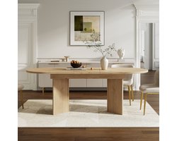 DESMIU Uitschuifbare Eettafel - Verstevigd Blad Met Ronde Hoeken - Voor 4 Tot 8 Personen - Eikenlook - MDF - 120 Tot 160 X 80 Cm