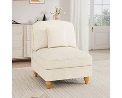 DESMIU Zitbank 1-Zits - Zonder Armleuningen - Comfortabel Met Afneembare Rok En 1 Kussen - Voor Woonkamer En Kleine Ruimtes - Chenille Wit