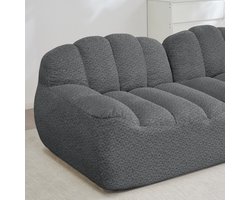 DESMIU Zitbank 210 x 104 x 79 cm - Modulaire 2-Zits Bank Zonder Montage Met Ergonomische Vorm - Voor Woonkamer En Appartement - Fleece Grijs