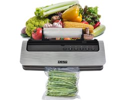 DESQ® 8000 Vacumeermachine - 5 standen - Droog Vochtig Drukgevoelig Voedsel - Rolhouder - Sterke 80 KPA zuigkracht, - Dubbele Verwarmingsstrip - Rolsnijder - 5 x Vacumeerzakken - 3mtr Vacumeerrol
