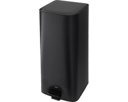 DESQ® Pedaal Prullenbak 30 liter – RVS afvalbak – Onzichtbare afvalzakbevestiging – RVS – Binnenemmer – Softclose – Dutch Design - Zwart
