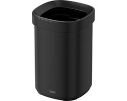 DESQ® Prullenbak 20 liter - Onzichtbare afvalzak bevestigingsring - Kantoor prullenbak - Papier Prullenbak - Metaal - Dutch Design - Zwart