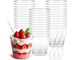 Dessert Bekers - Portie Bakjes - Feestelijk Serveren - Herbruikbaar Set - 50 Stuks 200ml - Transparant