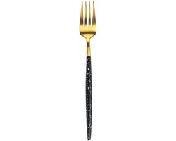 Dessert Vorken - Zoet Vorkjes - Taart Eten - Goud Zwart Marmer - 12 Stuks - Zwart