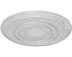 Dessert/gebaksbordjes - glas barok - 12x stuks - Dia 15 cm - Kleine glazen bordjes - Tafel dekken - Servies