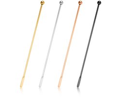 Dessertlepel - Koffielepel - Roestvrij Staal 201 / Lange 19,1 Cm Voor Hoge Glazen - 4 Stuk - Thuis En Bar Gebruik Goud