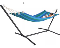 Detex Hangmat Incl. Metalen Frame - Veerkrachtig Robuust - Blauw