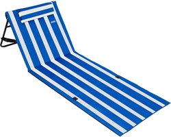 DETEX Opvouwbare Strandmat - Rugleuning Kussen Draagriem - Blauw Wit