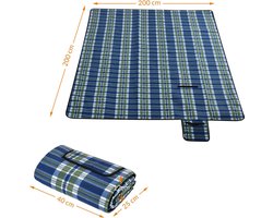 DETEX Picknickkleed 200x200cm XXL Waterdicht Geïsoleerd Opvouwbaar Blauwe-Ruiten