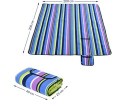 DETEX Picknickkleed 200x200cm XXL Waterdicht Geïsoleerd Opvouwbaar Strepen