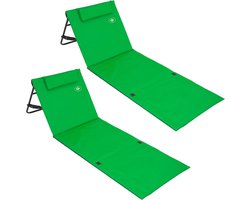 DETEX Set 2x Opvouwbare Strandmat - Rugleuning Kussen Draagriem - Groen