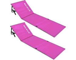 DETEX Set 2x Opvouwbare Strandmat - Rugleuning Kussen Draagriem - Roze