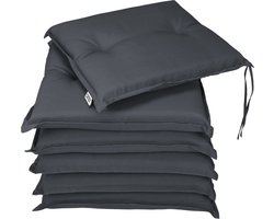 Detex Stoelkussens 6 stuks - Buiten Waterafstotend 43x39x5cm - Antraciet