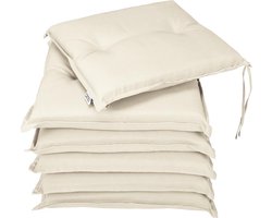 Detex Stoelkussens 6 stuks - Buiten Waterafstotend 43x39x5cm - Creme